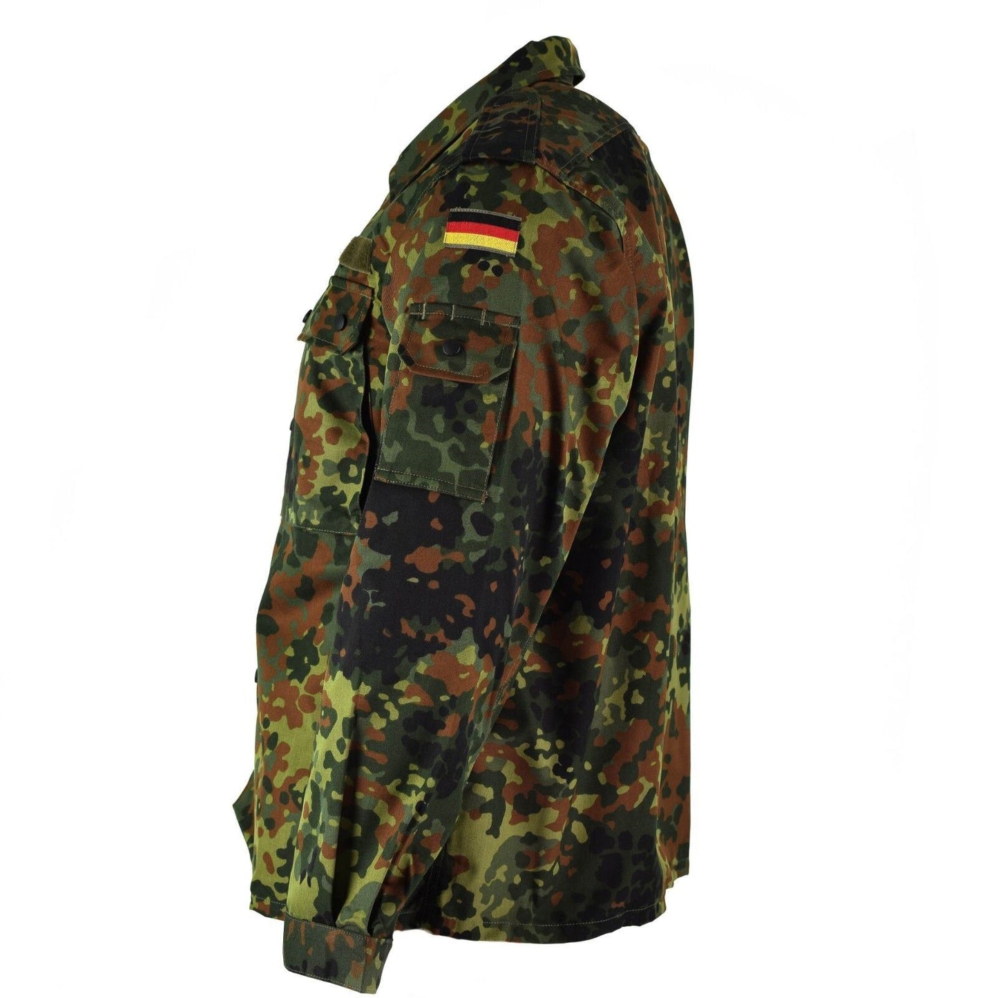 Vokiečių kariuomenės marškiniai ilgomis rankovemis flecktarn, medvilnės mišinio, reguliuojami rankogaliai.