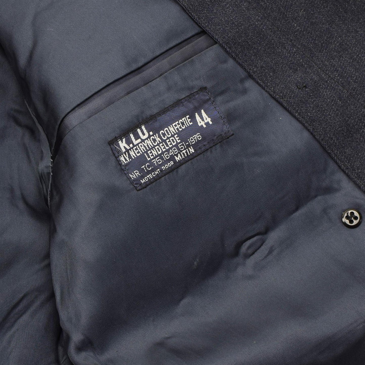 Olandijos kariuomenės formalus dvieilis paltas su diržu mėlynas