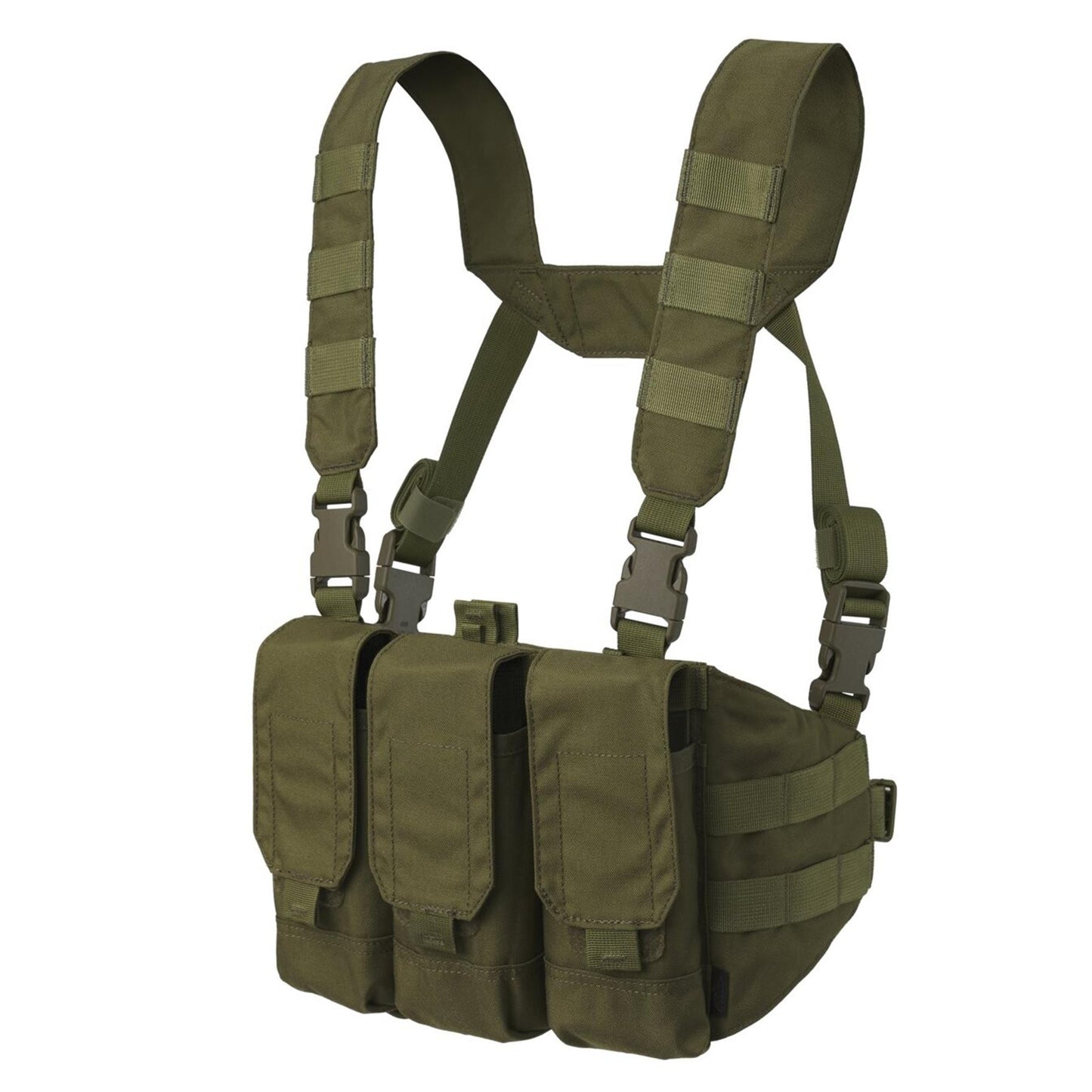 Helikon-Tex Chicom Chest Rig treniruočių liemenė iš Cordura nailono su MOLLE sistema ir trijų kišenių komplektu.