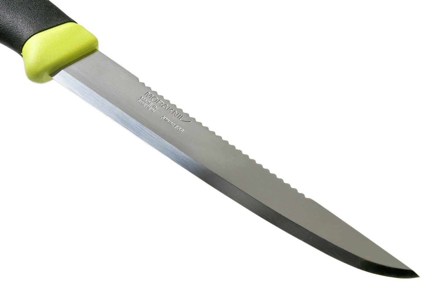 MORAKNIV Fishing Scaler 150 nerūdijančio plieno žvejybinis filetavimo peilis su dantyta geležte ir TPE rankena