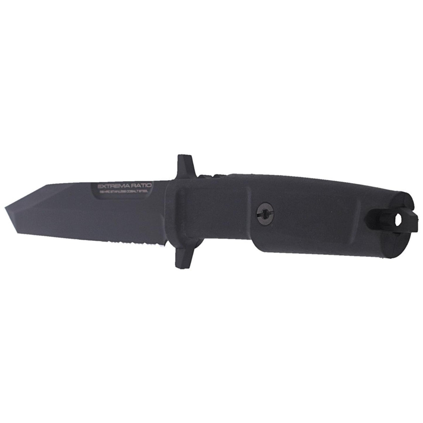 ExtremaRatio FULCRUM S taktinis tanto formos peilis fiksuota geležte iš N690 plieno, juoda rankena.