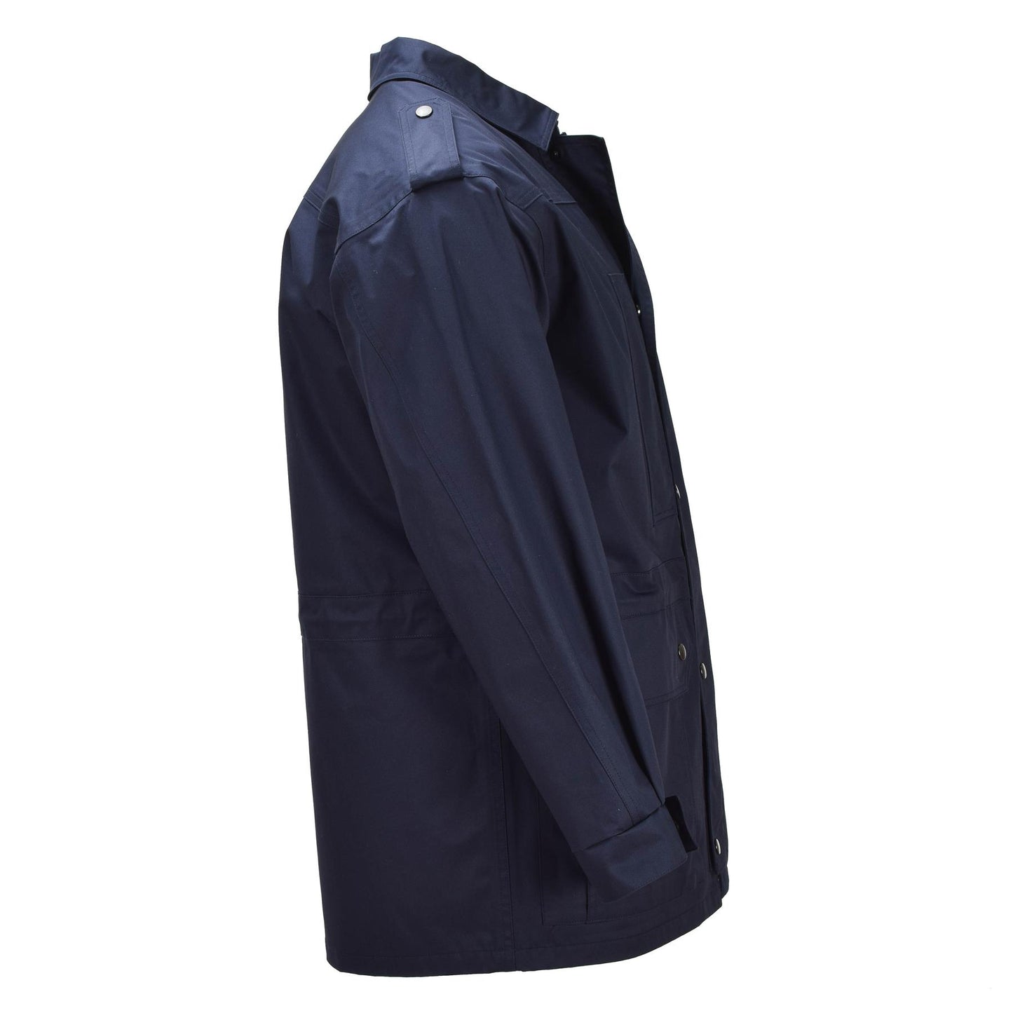 Olandijos kariuomenės parka su atverčiama apykakle mėlyna