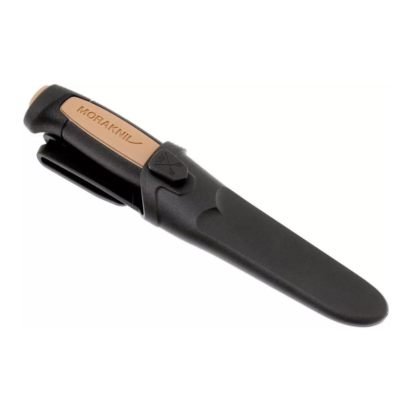 MORAKNIV Pro Rope SRT universalus peilis su fiksuota geležte ir seruotais ašmenimis patvarioje dėklo apsaugoje.