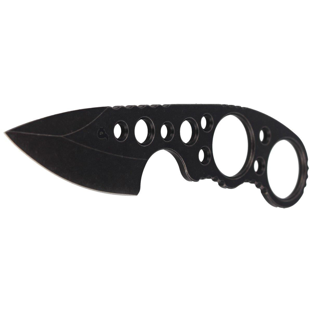 Fox Knives SKELERGO taktinis peilis fiksuota geležte, pagamintas iš juodo 440C plieno, su skylėmis rankenoje.