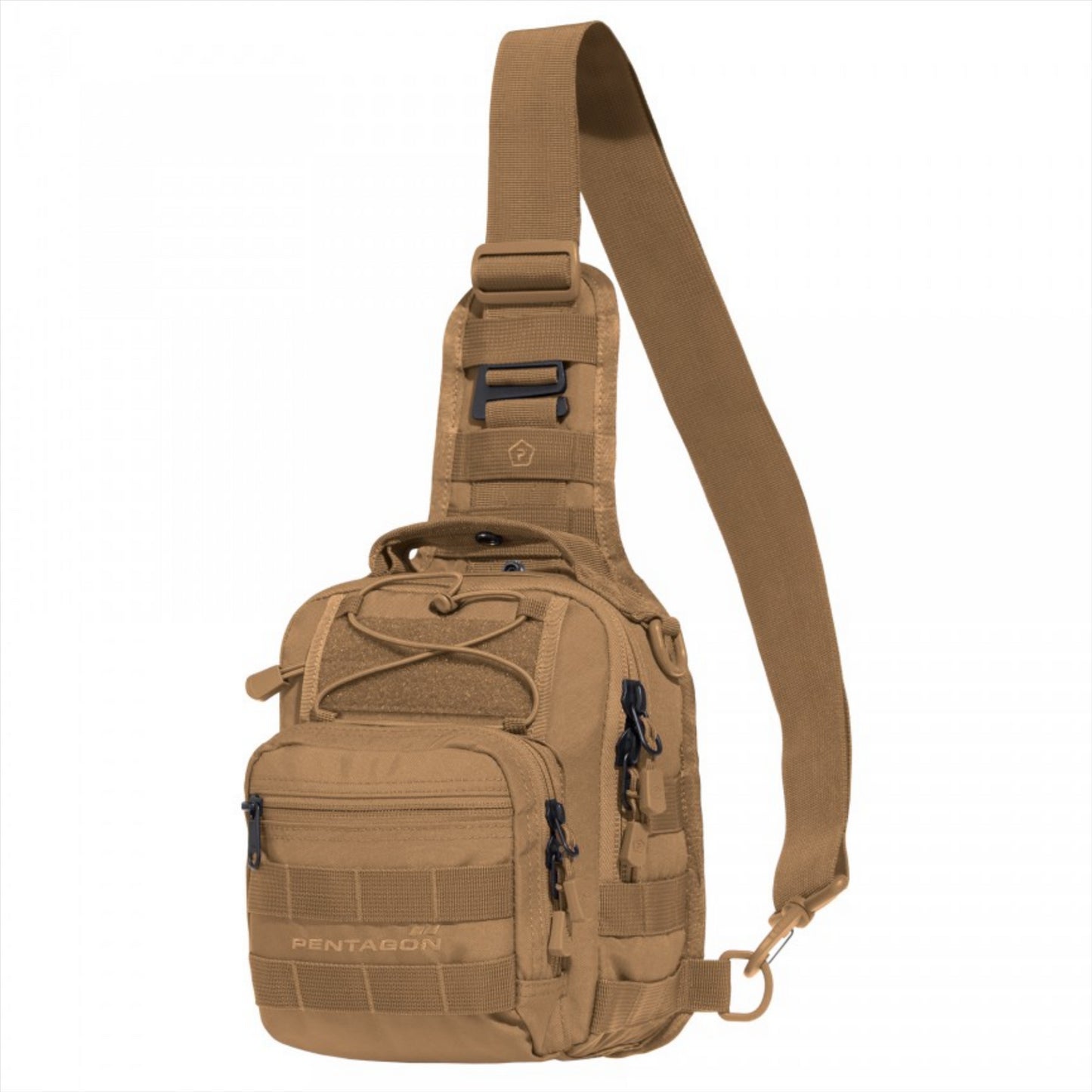 PENTAGON UCB 2.0 Chest krepšys 7L su MOLLE sistema, tvirtas taktinio stiliaus krūtinės krepšys pilkos spalvos.