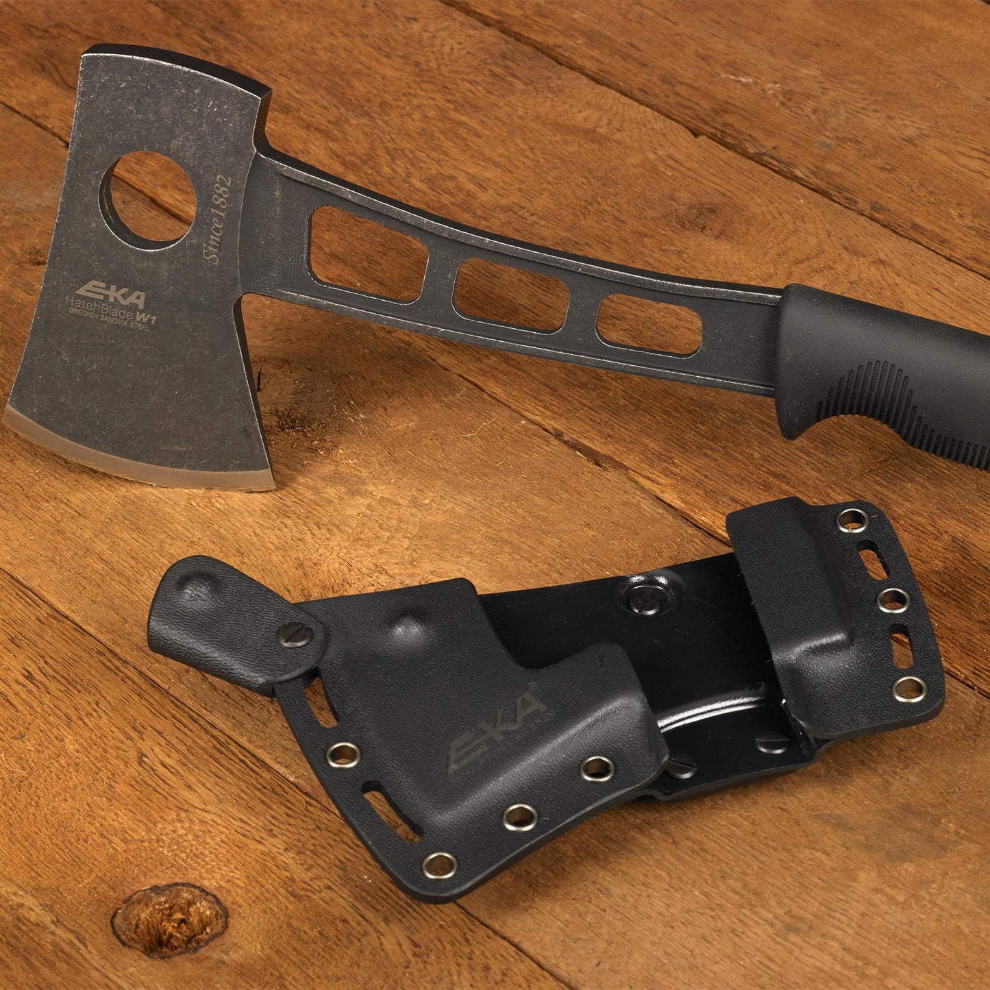 EKA HatchBlade W1 kompaktiškas stovyklavimo kirvis G10 rankena