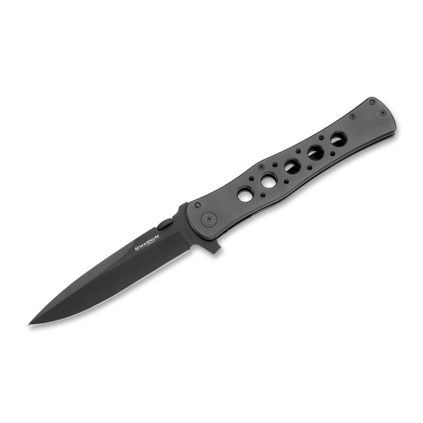 BOKER Urban Tank sulankstomas peilis juodas su skylėta rankena ir smailiu 440A plieno ašmeniu