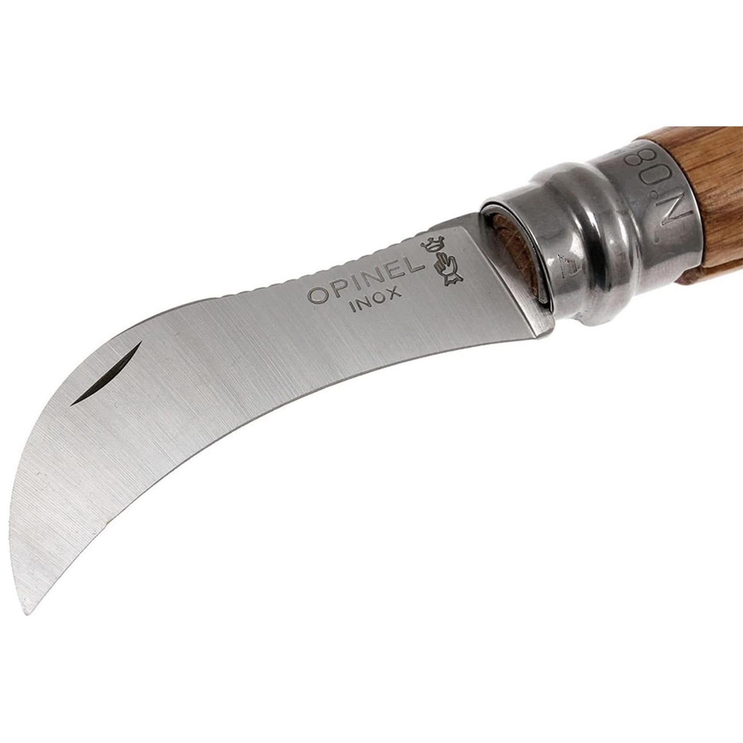 Opinel N°08 Mushroom atlenkiamas grybavimo peilis iš nerūdijančio plieno