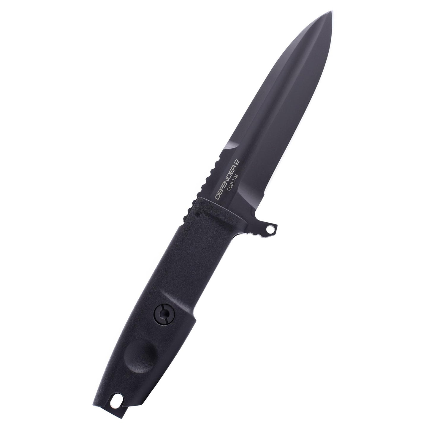 ExtremaRatio DEFENDER 2 taktinis kovos peilis su fiksuota N690 plieno geležte ir juoda rankena