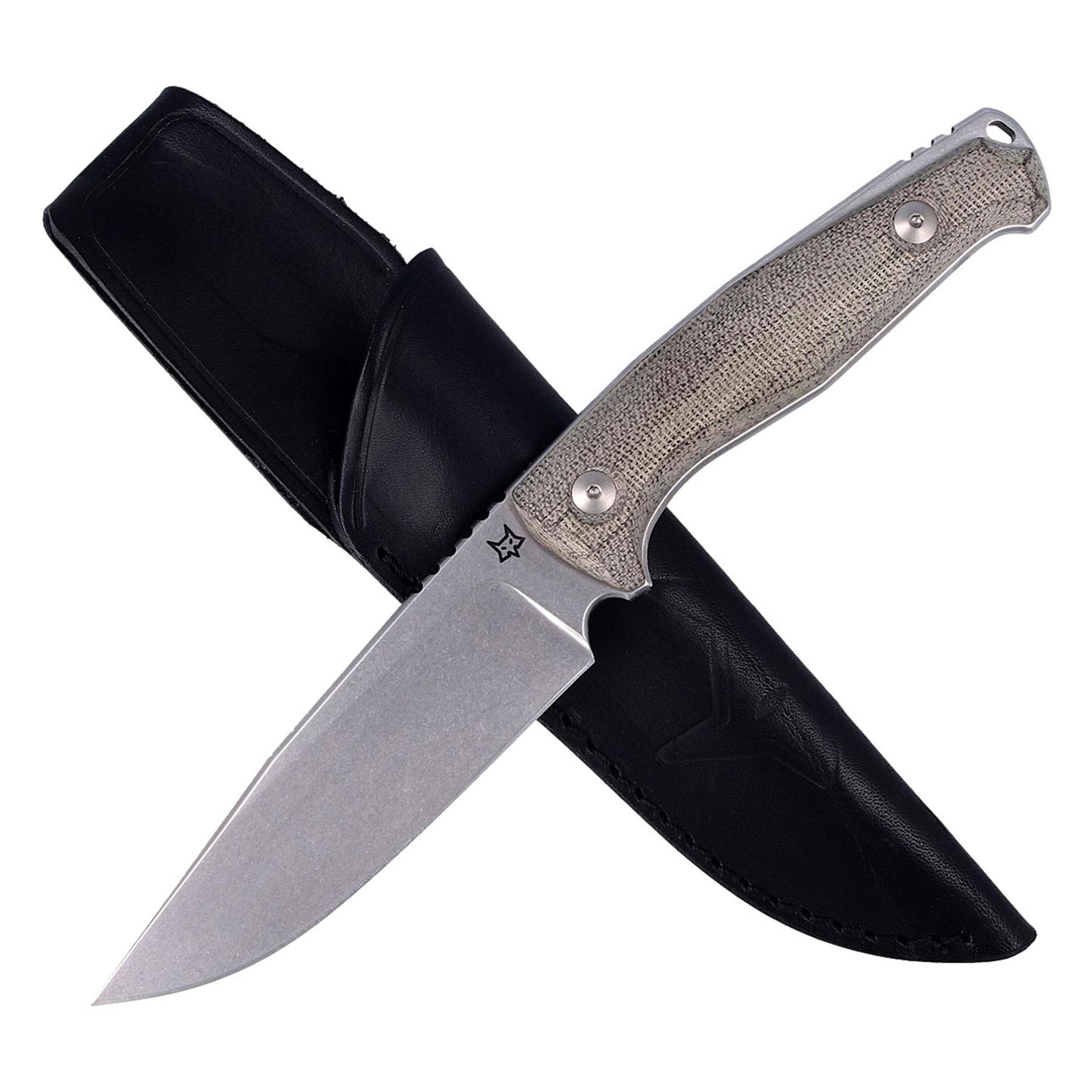 Fox Knives TUR universalus kasdienis peilis fiksuota geležtė N690Co plienas su tvirtu rankena ir dėklu.