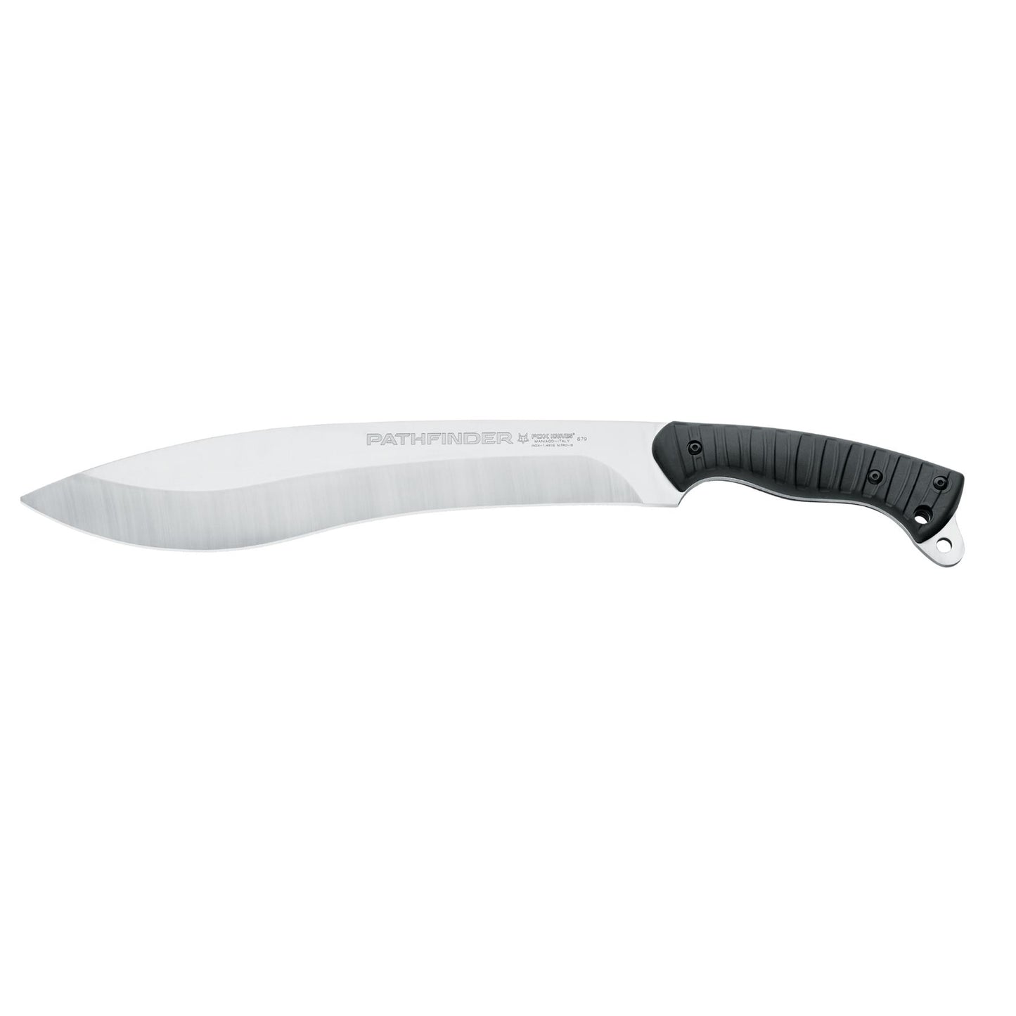 Fox Knives PATHFINDER mačetė X50CrMoV15 plienas su ergonomiška juoda rankena ir aštria drop point geležte