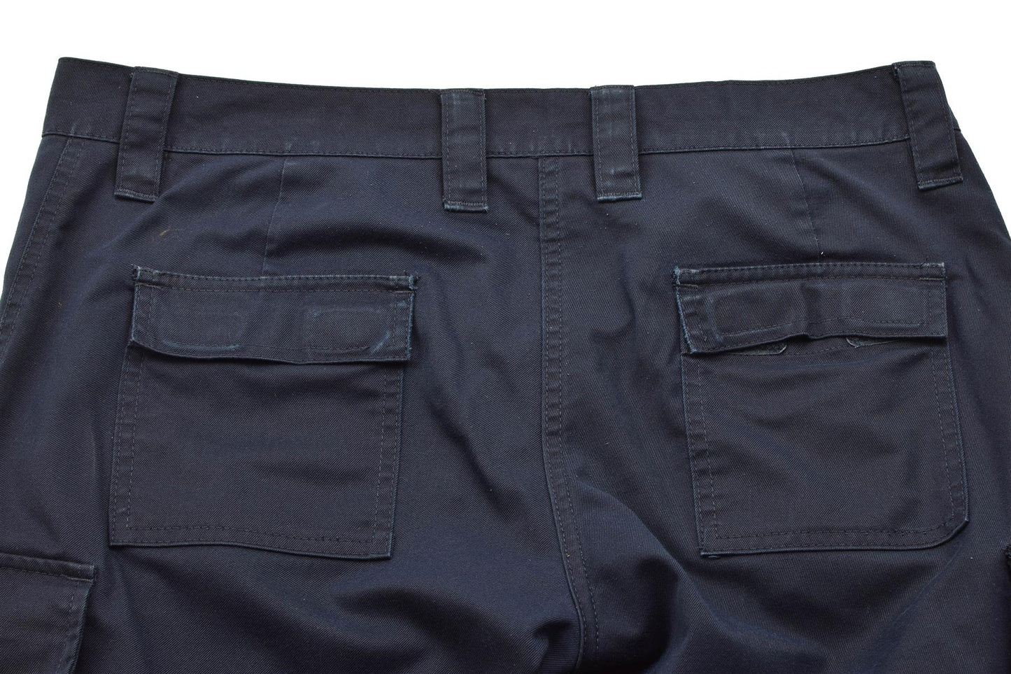 Olandijos kariuomenės Cargo stiliaus kelnės moterims mėlynos spalvos su talpiomis kišenėmis ir sustiprintais keliais.