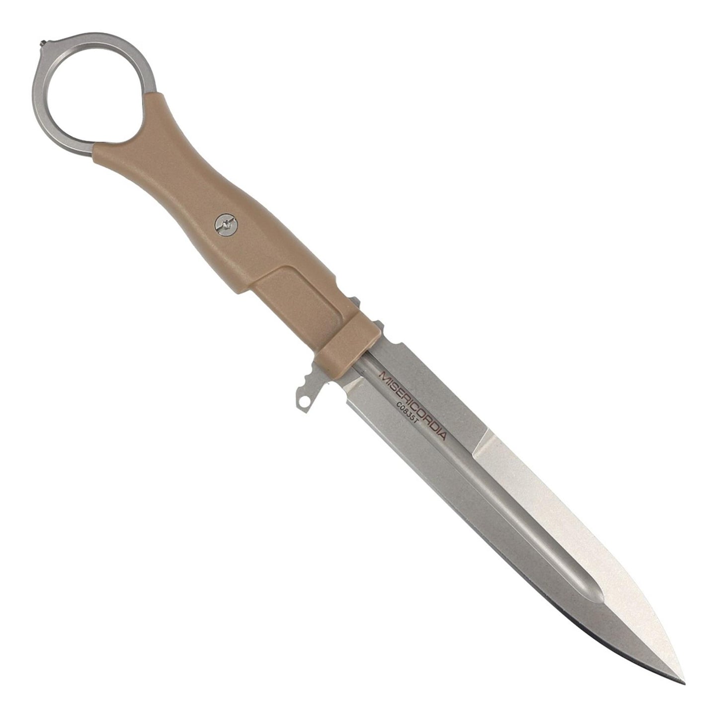 ExtremaRatio Misericordia Desert taktinis fiksuotas peilis su 11,8 cm Böhler N690 ašmenimis ir polimero rankena.