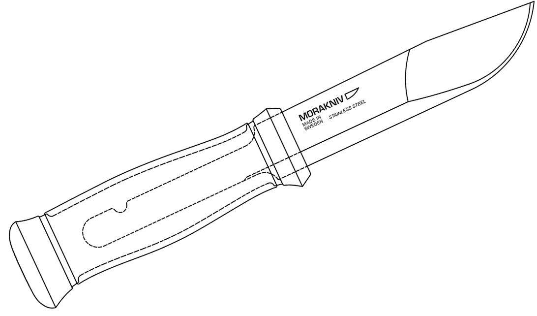 MORA 2000 fiksuotas nerūdijančio plieno peilis su ergonomine TPE rankena ir ašmenimis medžioklei bei lauko darbams.