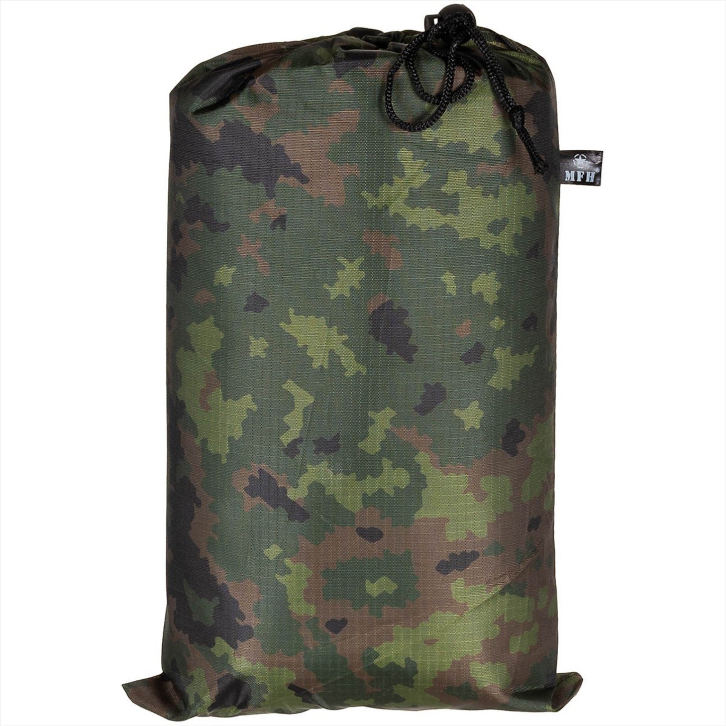 MFH Tarp Extreme tentas 3x3m atsparus vandeniui M05 – kamufliažinis tentas patogiame transportavimo maiše.