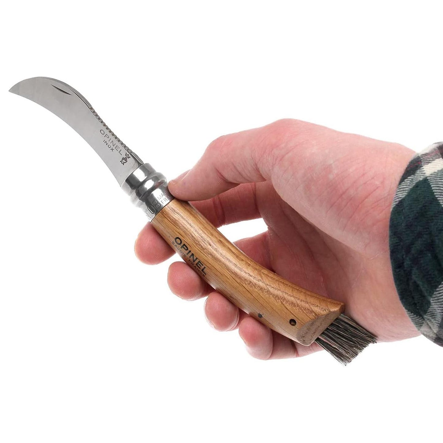 Opinel N°08 Mushroom atlenkiamas grybavimo peilis iš nerūdijančio plieno