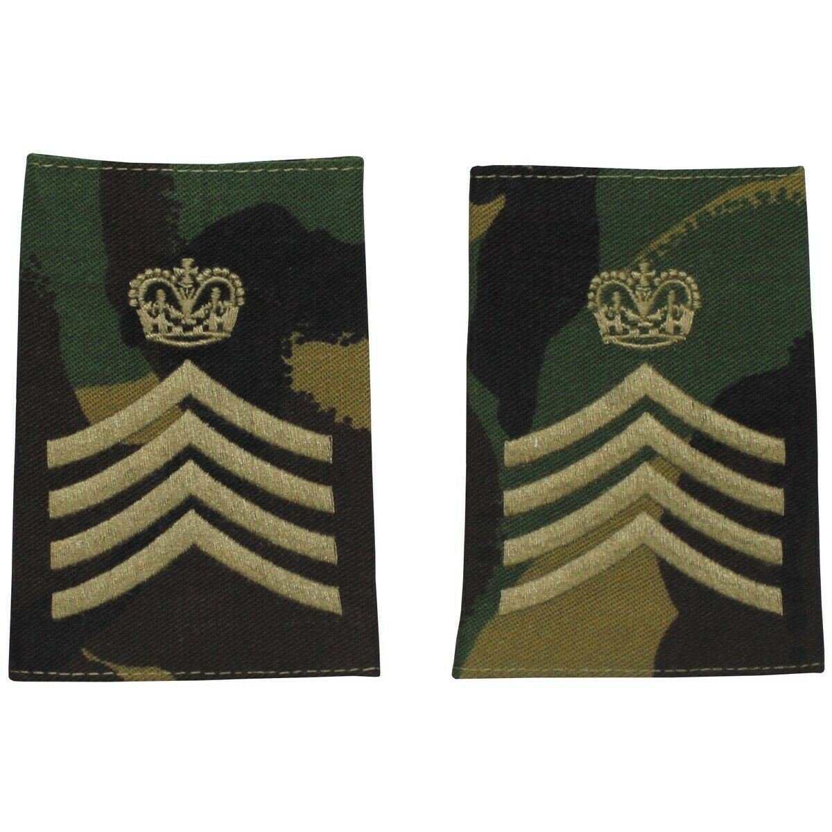 Jungtinės Karalystės kariuomenės antpečiai majoro laipsnio DPM marginimo su karūnos emblema ir kamufliažu.