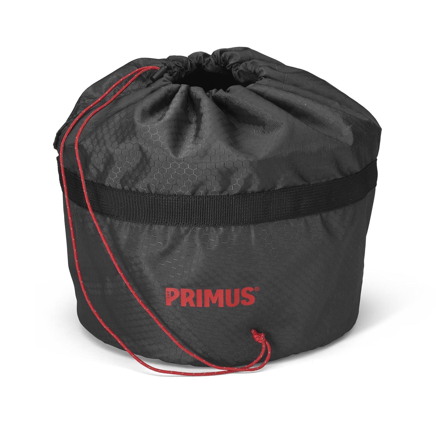 Primus PrimeTech turistinė dujinė viryklė su puodu nelimpančiu paviršiumi patogiai supakuota pamušte krepšyje kelionėms.