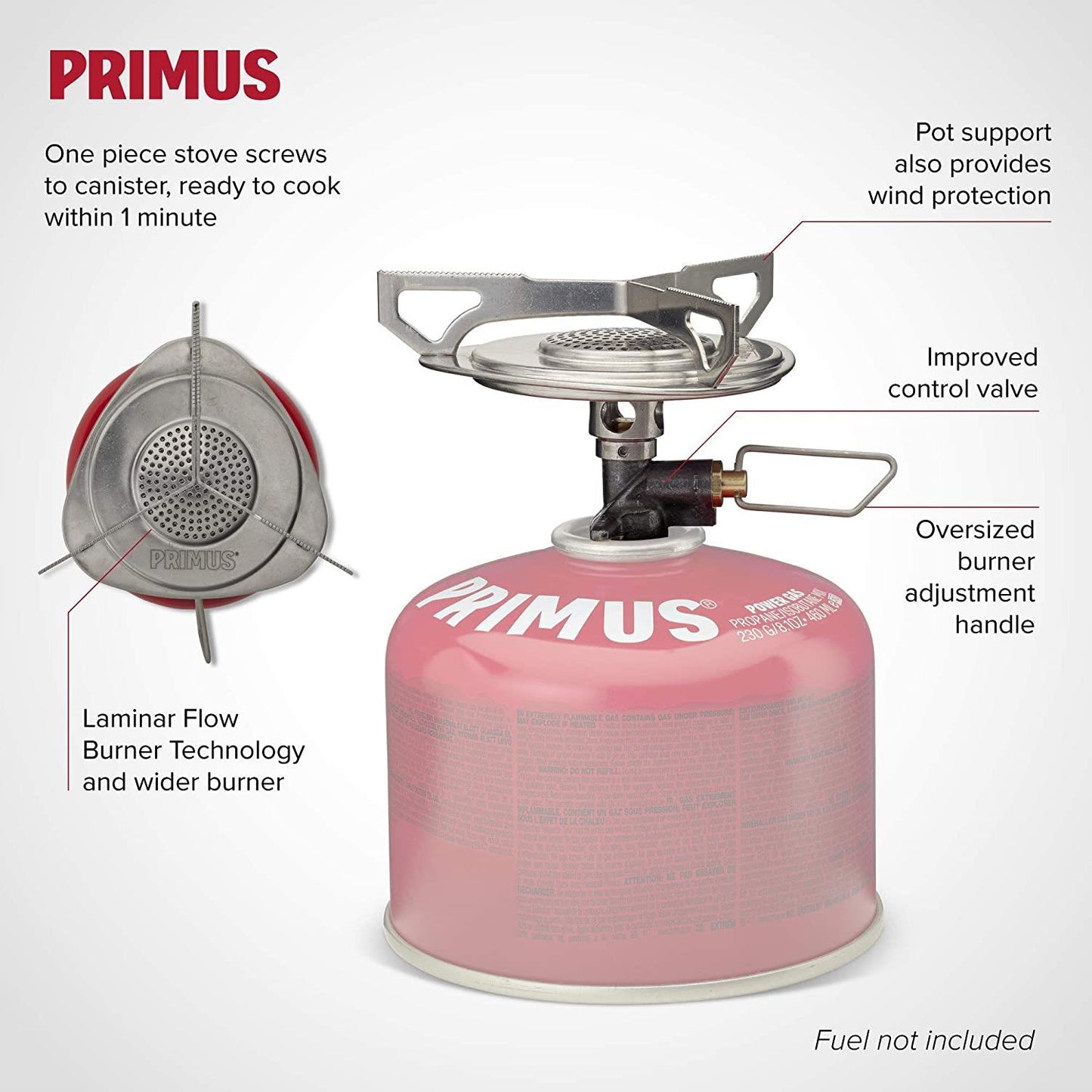 Primus Essential Trail Stove kompaktiška dujinė viryklė stovyklavimui reguliuojama