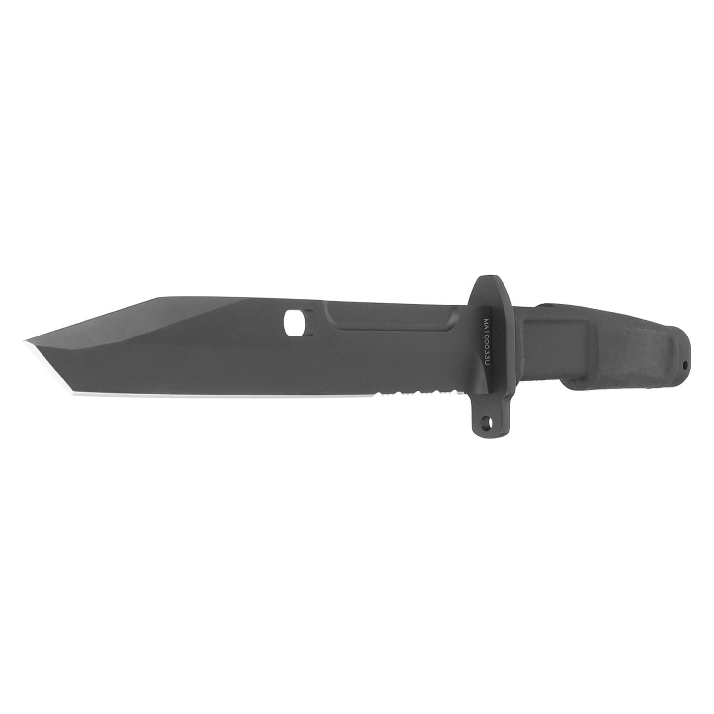 ExtremaRatio FULCRUM BAYONET NFG taktinis peilis fiksuota geležtė N690 plienas juodos spalvos tanto forma.