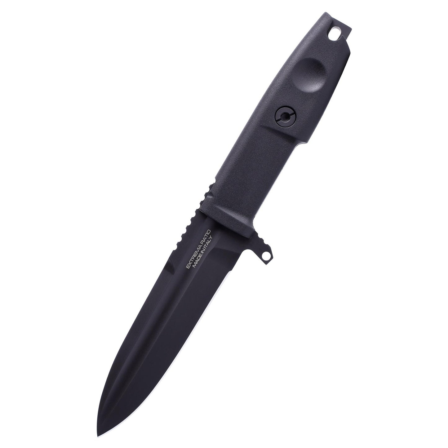ExtremaRatio DEFENDER 2 taktinis kovos peilis su fiksuota N690 plieno geležte ir kraujo nutekėjimu.