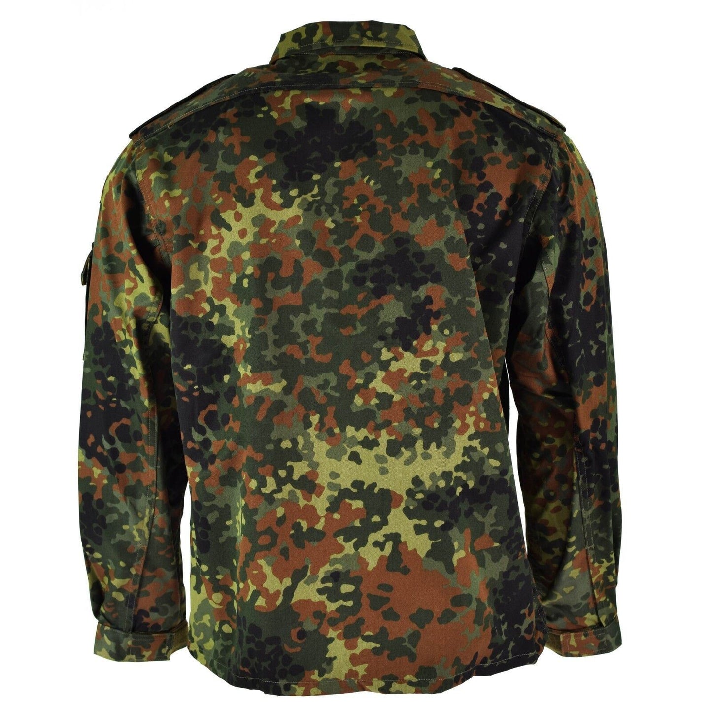 Vokiečių kariuomenės marškiniai ilgomis rankovemis flecktarn kamufliažo raštu, medvilnės mišinio, reguliuojami rankogaliai.