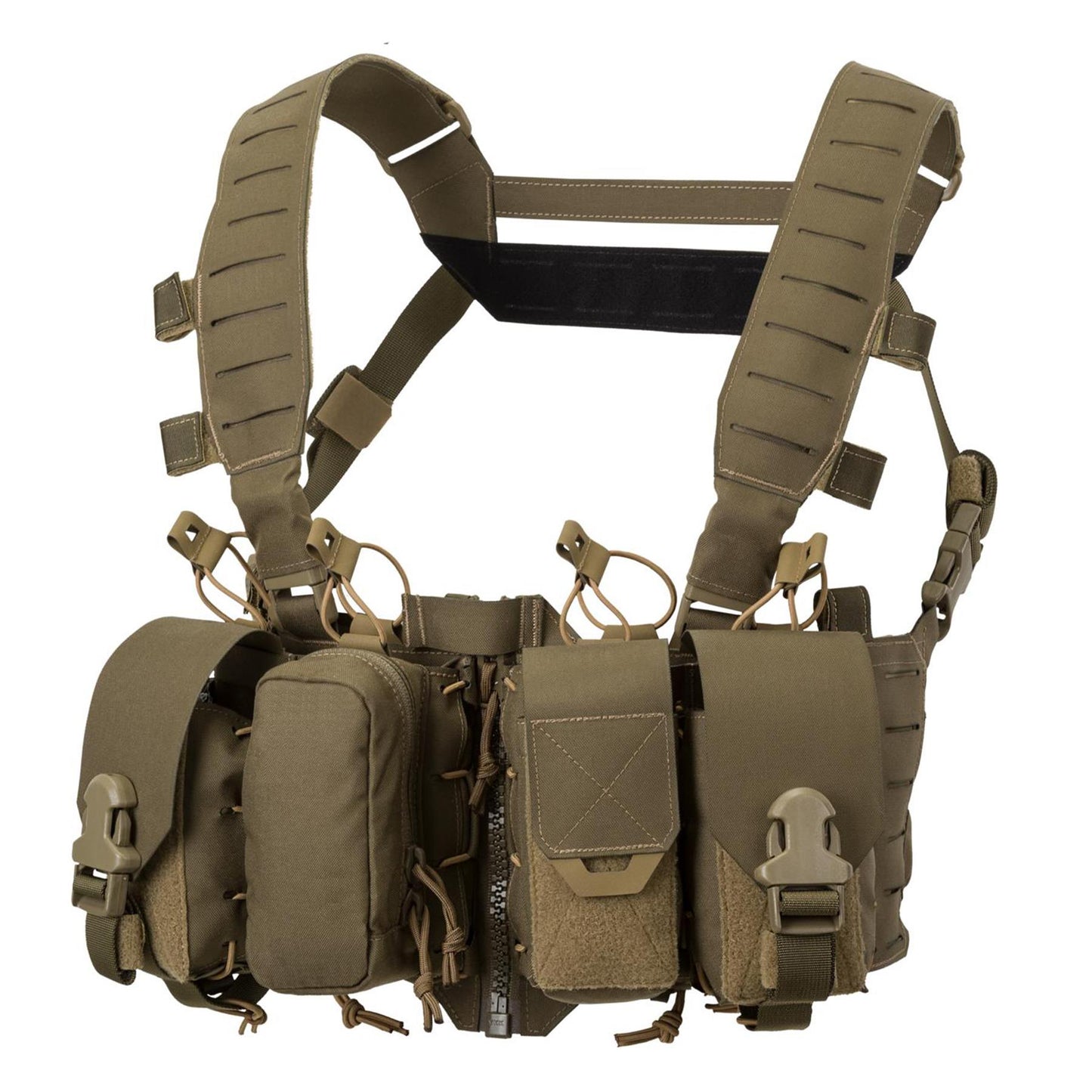 Helikon-Tex Hurricane Chest Rig treniruočių liemenė iš Cordura, su reguliuojamomis dėtuvių kišenėmis ir PALS lizdais.