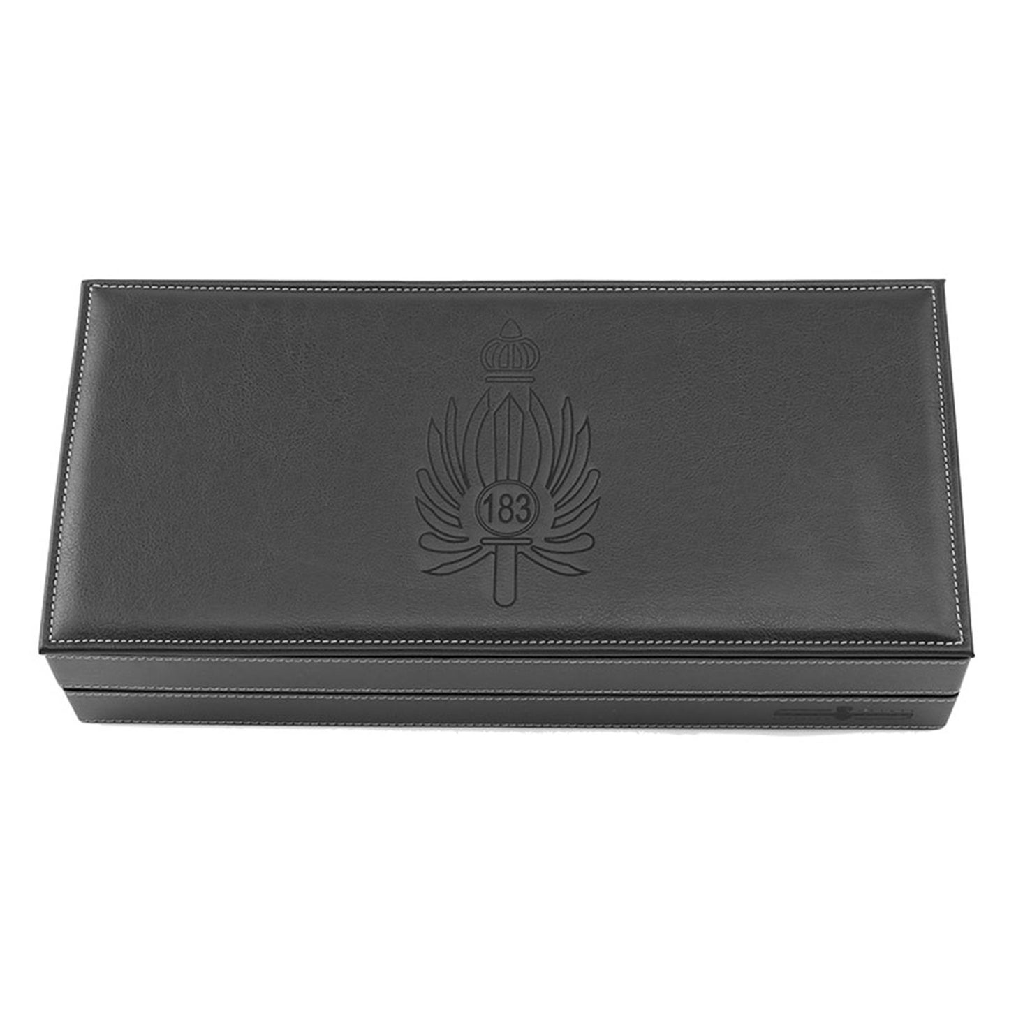 Extrema Ratio Nimbus Special Edition kovinis peilis fiksuota geležte su juodu odiniu dėklu elegantiškam peilio saugojimui.