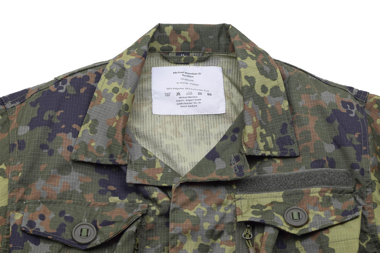 TACGEAR Vokietijos kariuomenės stiliaus švarkas Flecktarn marginimo su kišenėmis ir ripstop medžiaga.