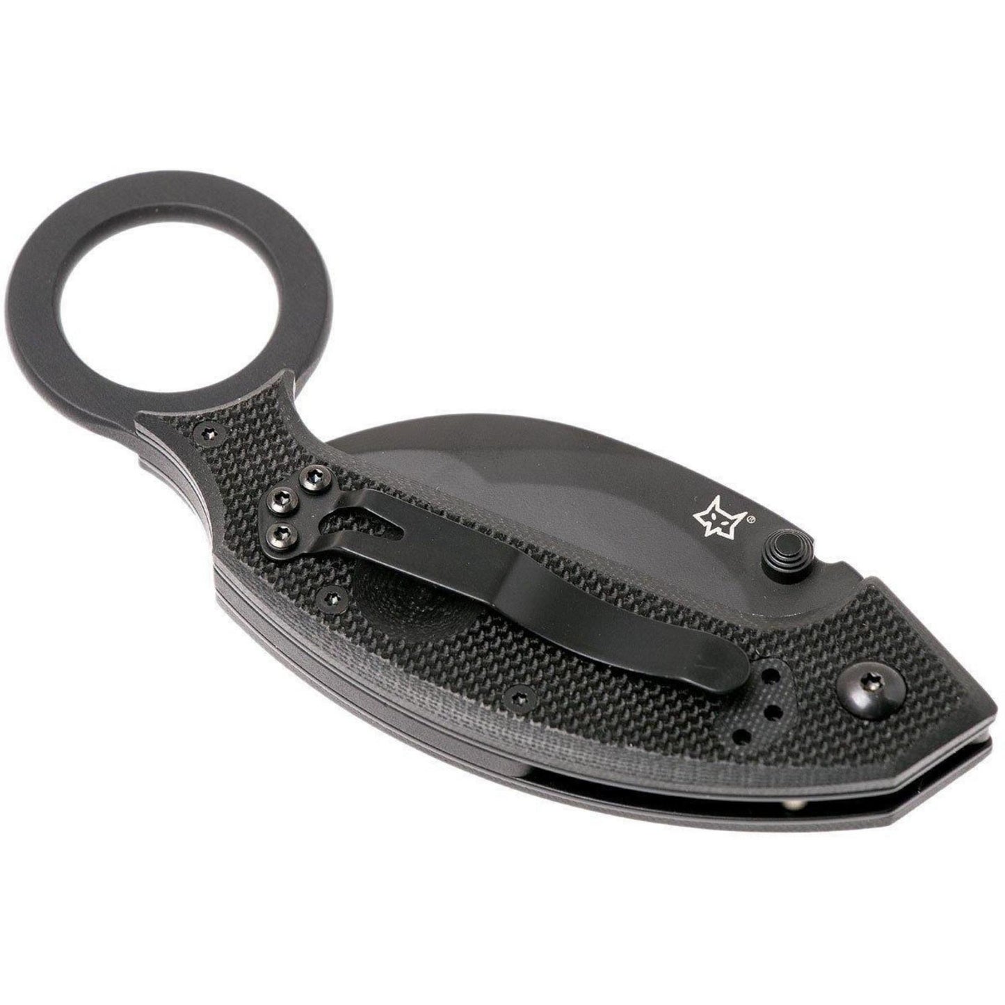 Fox Knives Chiropteka sulankstomas taktinis karambito tipo peilis N690Co plienas juodas sulankstomas peilis