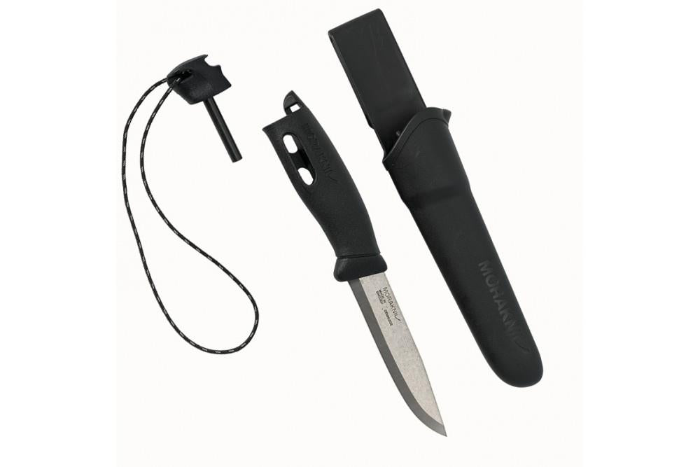 MORAKNIV Companion Spark universalus fiksuotas peilis su ugnies skeltuvu ir patvariu dėklu gamtai.