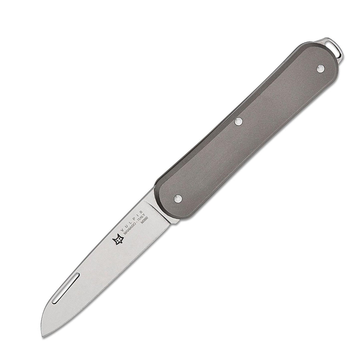 Fox Knives VULPIS kišeninis peilis iš M390 plieno su titano rankena, elegantiškas ir patvarus.