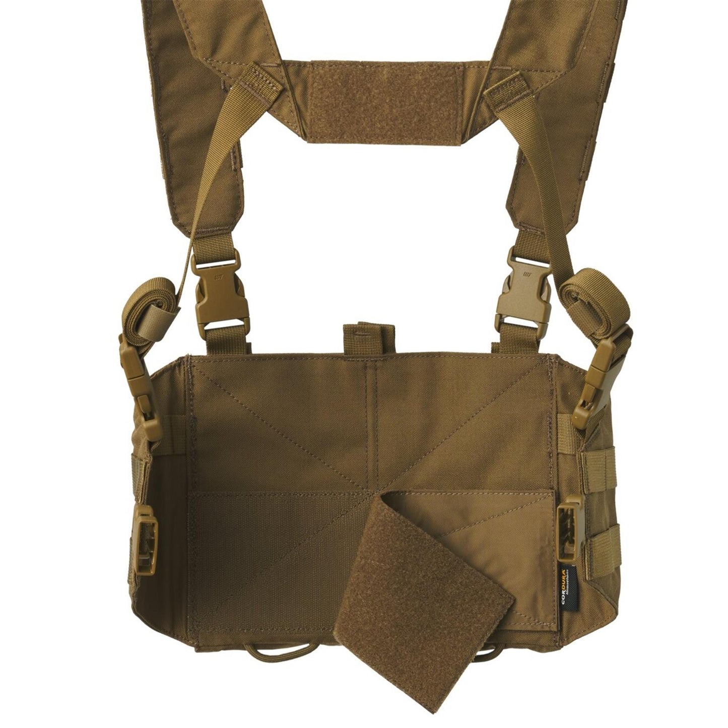 Helikon-Tex Chicom Chest Rig treniruočių liemenė iš Cordura nailono su MOLLE sistema ir reguliuojamomis kišenėmis.