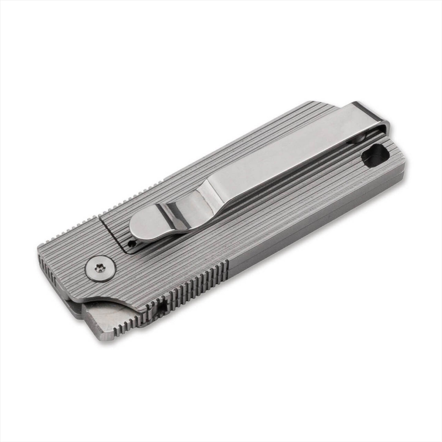 Boker Plus BabyX sulankstomas peilis iš D2 plieno su aliuminio rankena ir patogiu nešiojimo klipsu.