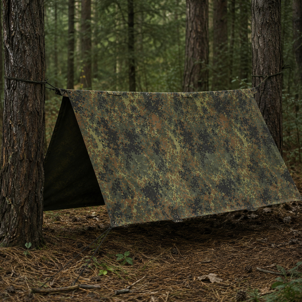 Vokietijos kariuomenės palapinsiaustė pončas vandeniui atsparus flecktarn marginimo