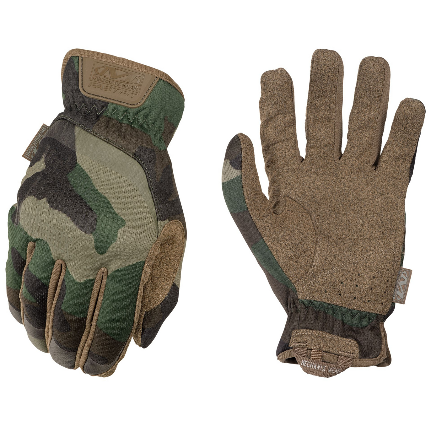 Mechanix Wear FastFit Gen 2 taktinės pirštinės su elastiniais rankogaliais Woodland
