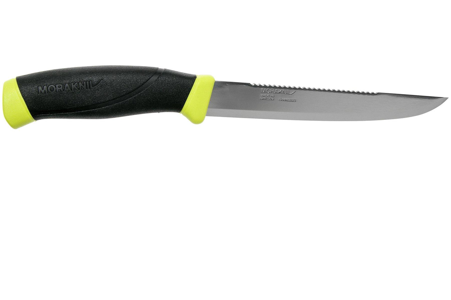 MORAKNIV Fishing Scaler 150 nerūdijančio plieno filetavimo peilis su tvirta neslystančia TPE rankena ir dantyta geležte.