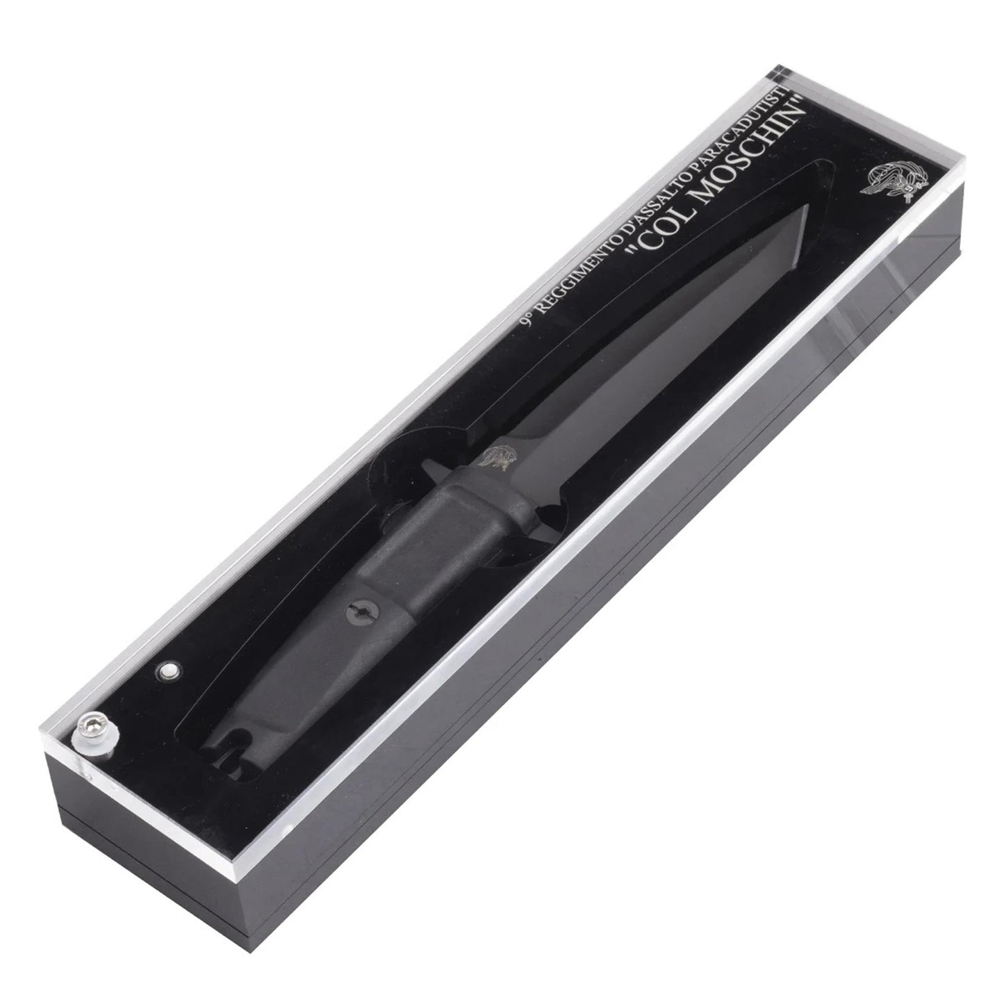 Extrema Ratio COL MOSCHIN BLACK kolekcinis fiksuotas peilis iš N690 plieno su plexiglass dėklu.