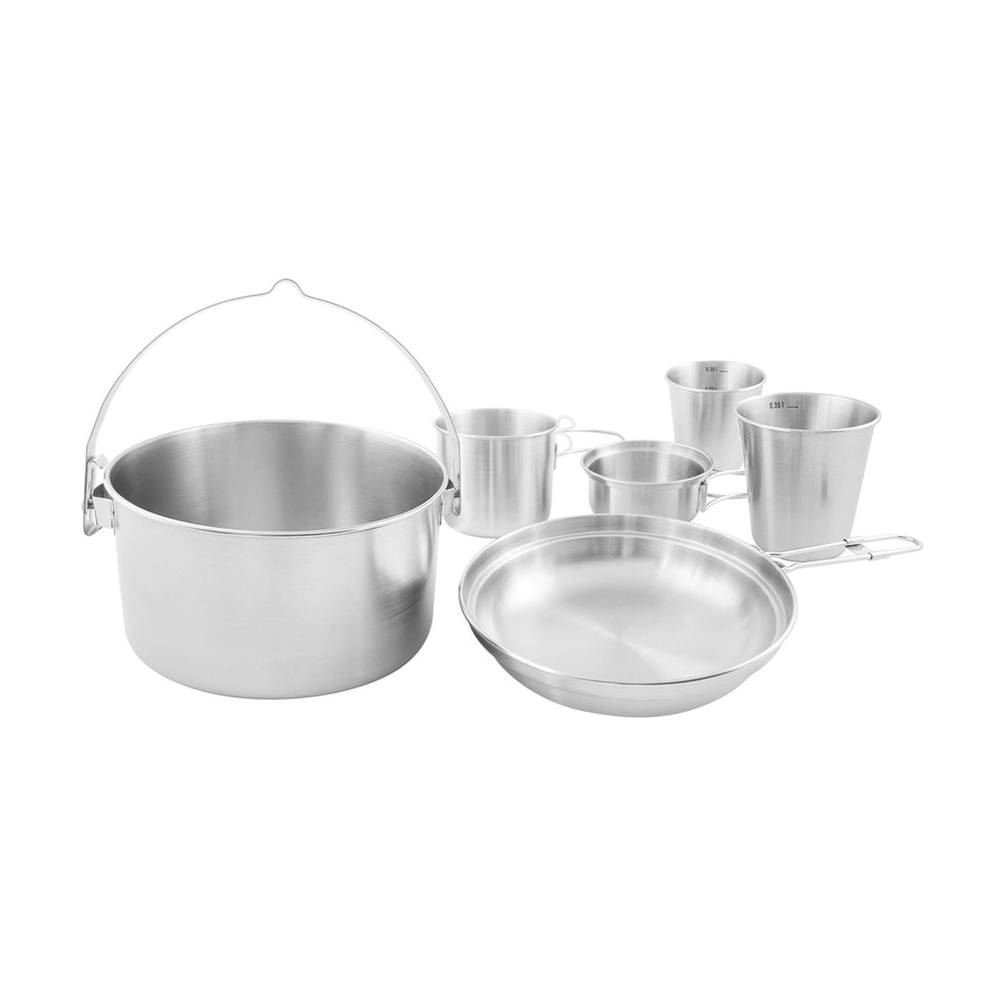 Tatonka Mini Set II stovyklavimo maisto indų rinkinys nerūdijantis plienas, įskaitant puodą, keptuvę ir puodelius.