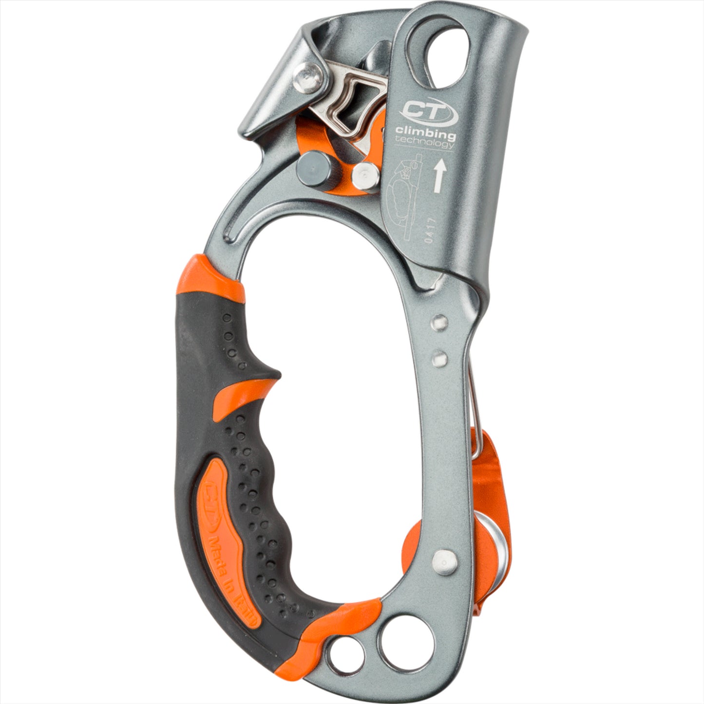Climbing Technology QUICK ROLL rankinis ascenderis su integruotu skriemuliu, ergonomiškas aliuminis korpusas.