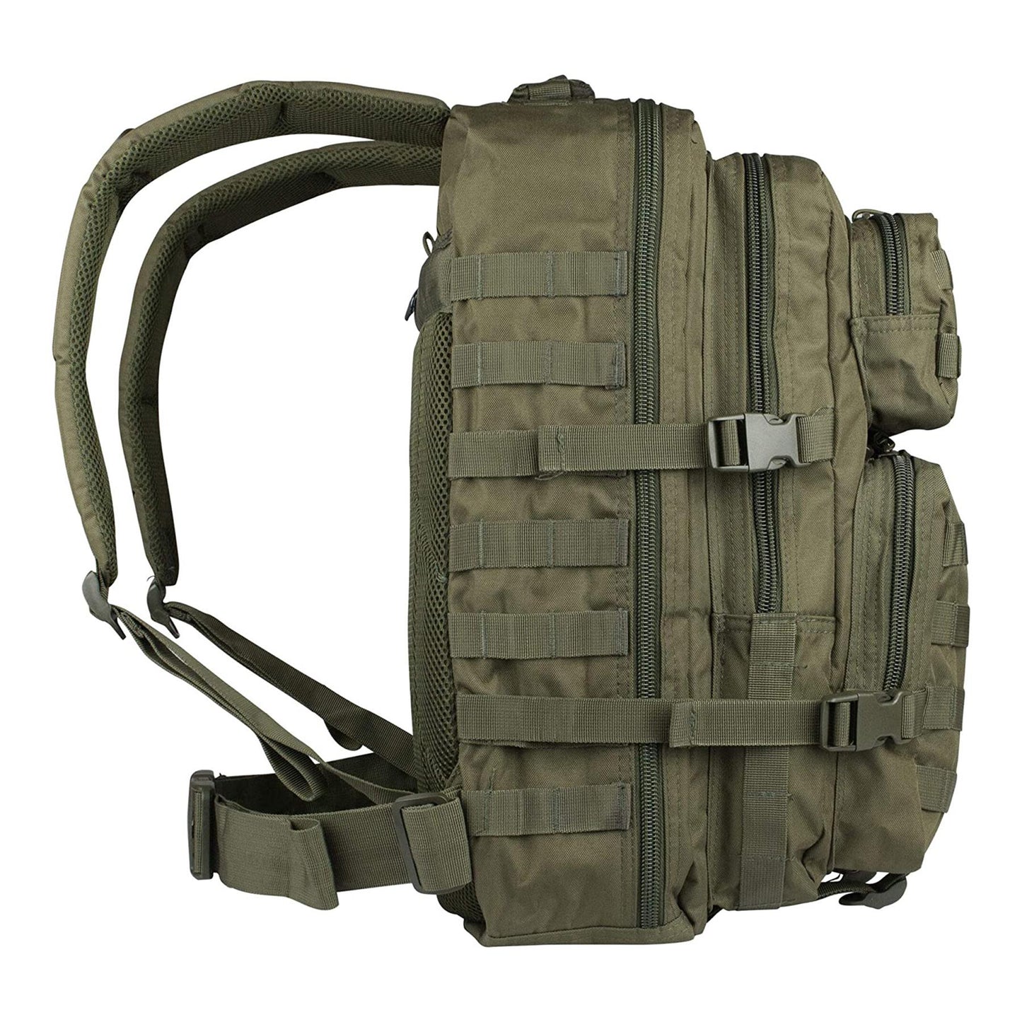 MIL-TEC U.S. Assault combat backpack trekking hiking outdoor rucksack 36L olive, tvirta ir funkcionali žalia kuprinė.