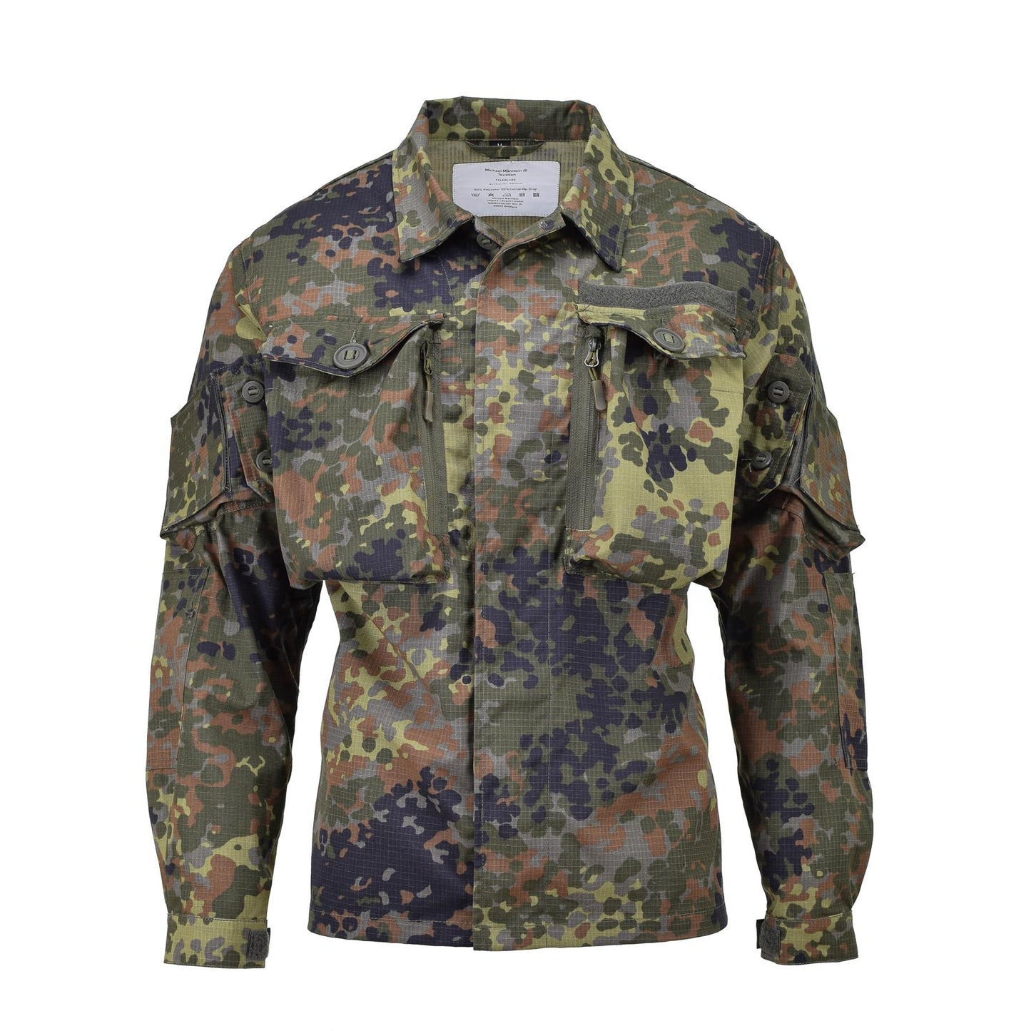 TACGEAR Vokietijos kariuomenės stiliaus švarkas Flecktarn marginimo, patvarus lauko švarkas su kamufliažu.