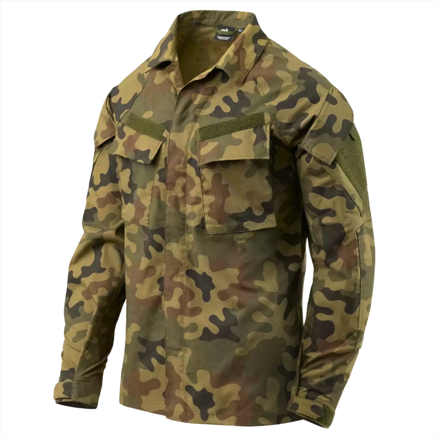 Helikon-Tex Raid taktiniai marškiniai su sutvirtintais alkūnių intarpais, kamufliažo raštas ir kišenės.