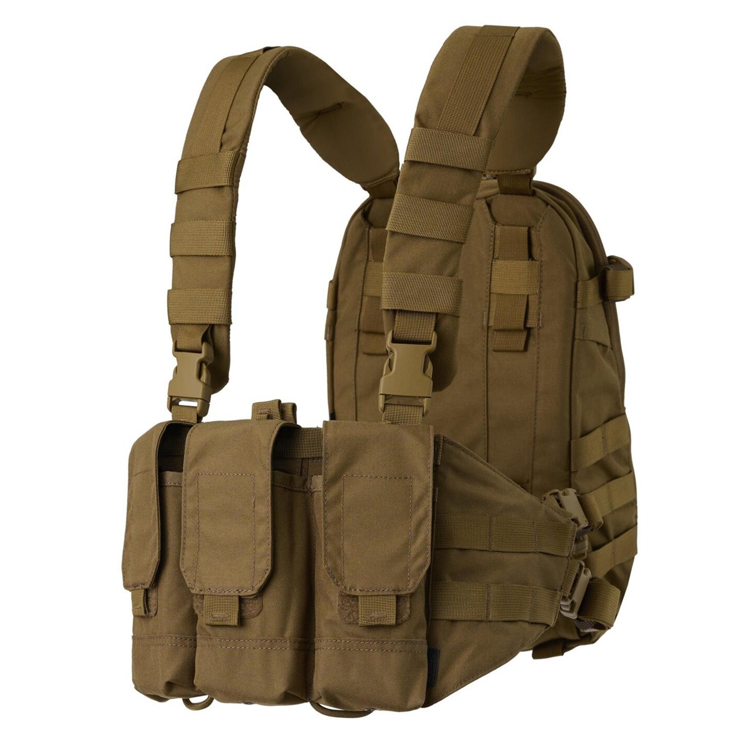 Helikon-Tex Chicom Chest Rig treniruočių liemenė iš Cordura nailono su AR/AK kišenėmis ir MOLLE sistema.