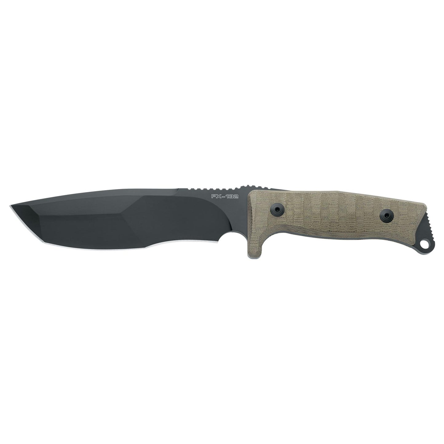 Fox Knives FX-132 MGT Trapper fiksuotas taktinis peilis su modifikuotu tanto ašmeniu ir Micarta rankena