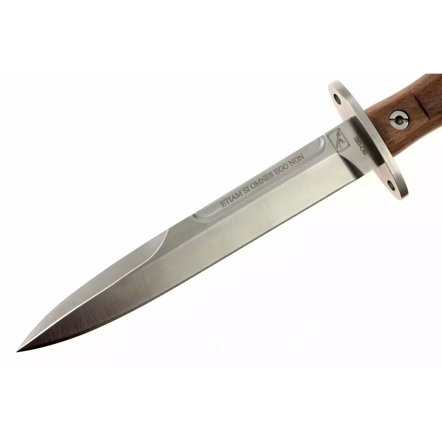 ExtremaRatio 39-09 SPECIAL EDITION Italijos specialiųjų pajėgų šturmo desantininkų peilis su medine rankena ir satino ašmenimis.