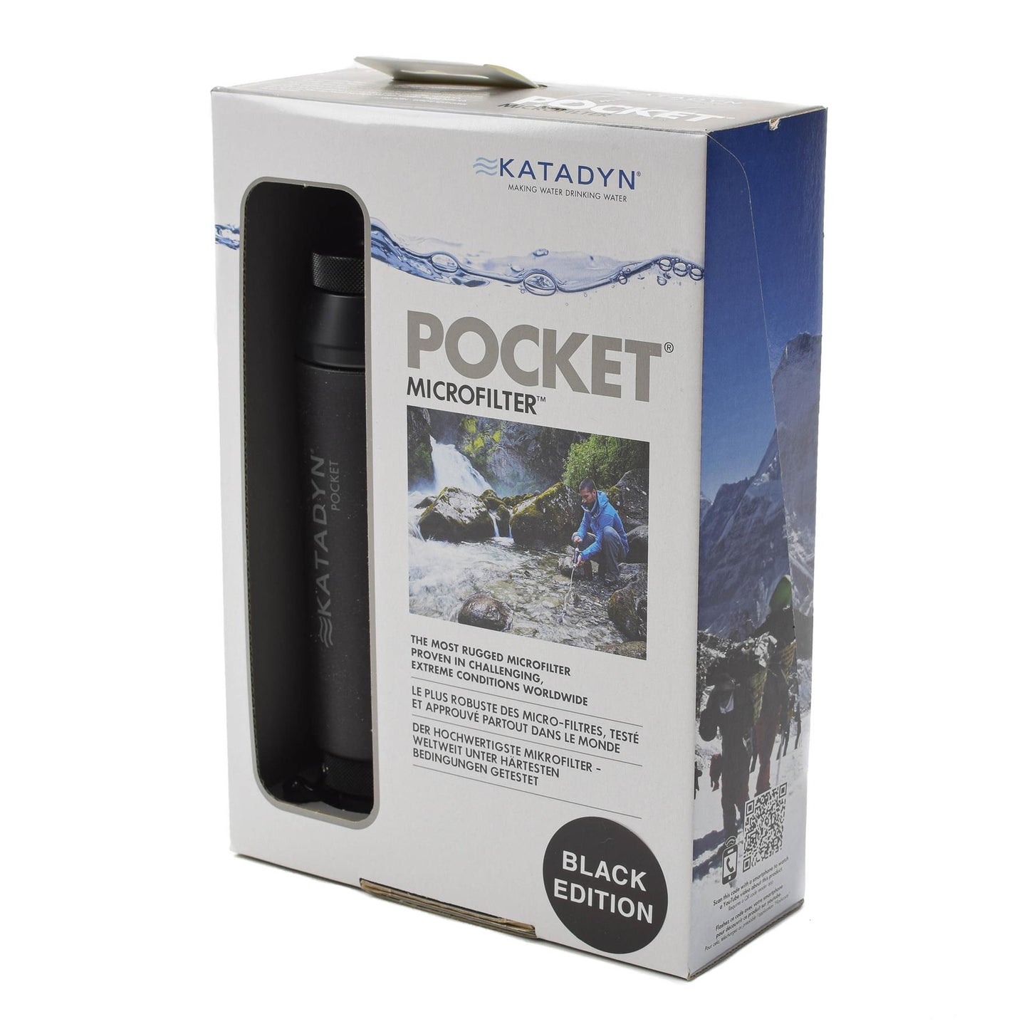 Katadyn Pocket vandens valymo pompa filtras jonizuota keramika juodoji versija kelionėms ir žygiams.