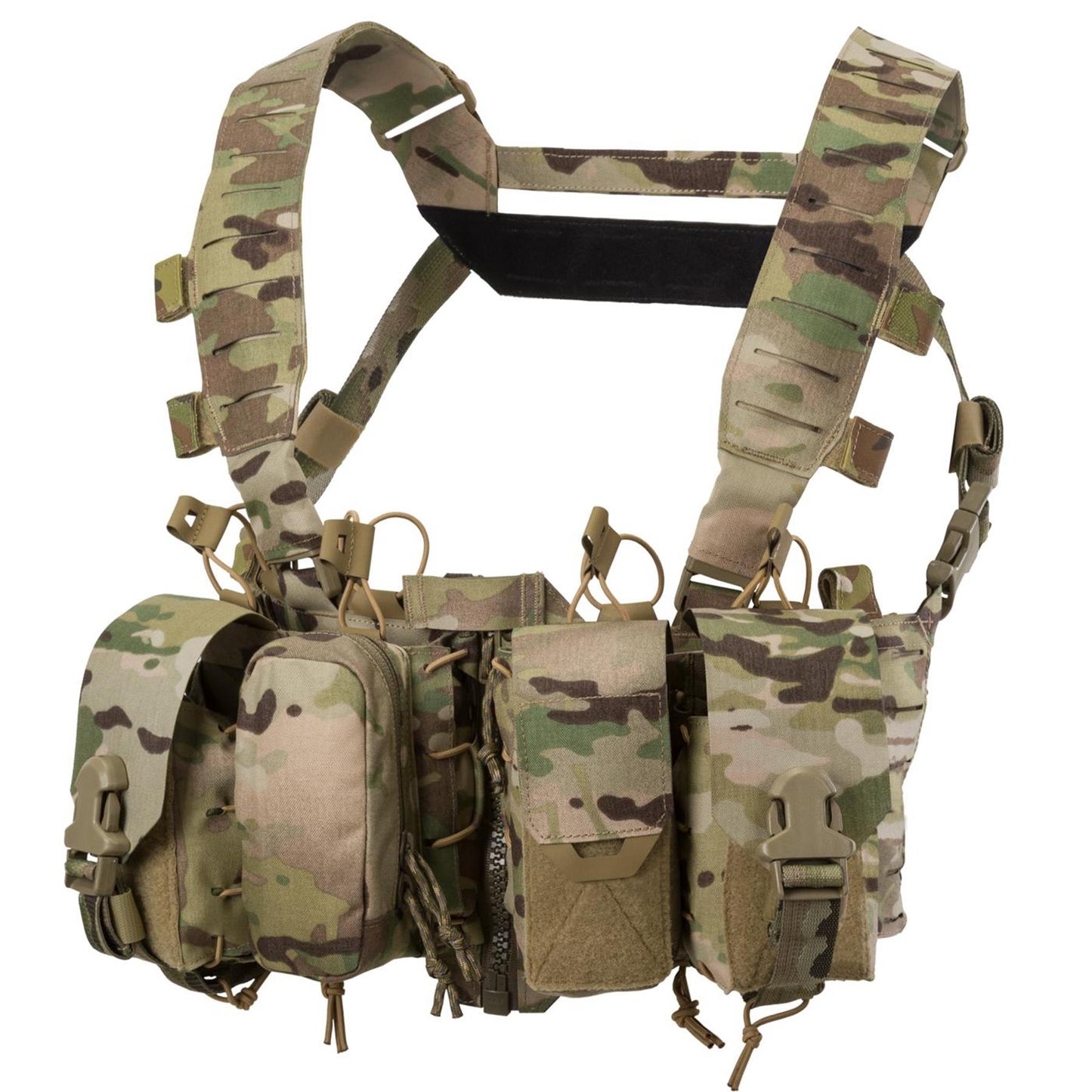 Helikon-Tex Hurricane Chest Rig treniruočių liemenė iš Cordura nailono su integruotomis dėtuvėmis ir 9 PALS lizdais.