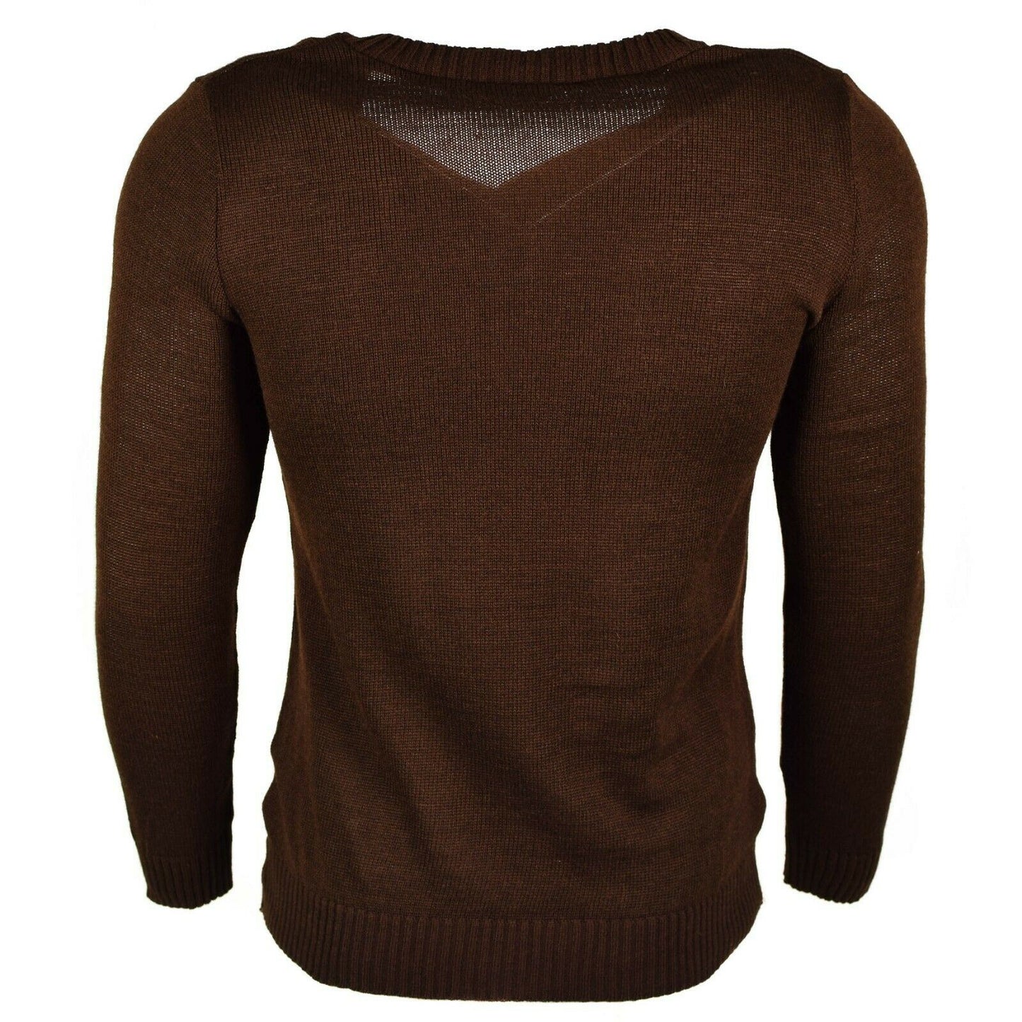 Bulgarijos kariuomenes rudas V formos megztinis, megztas is vilnos, vaizdas is nugaros puses