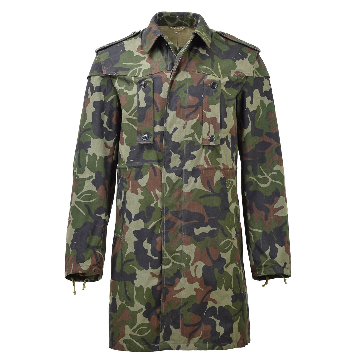 Rumunijos kariuomenės ilga lauko parka M93 su gobtuvu Leaf marginimas ir woodland kamufliažas.
